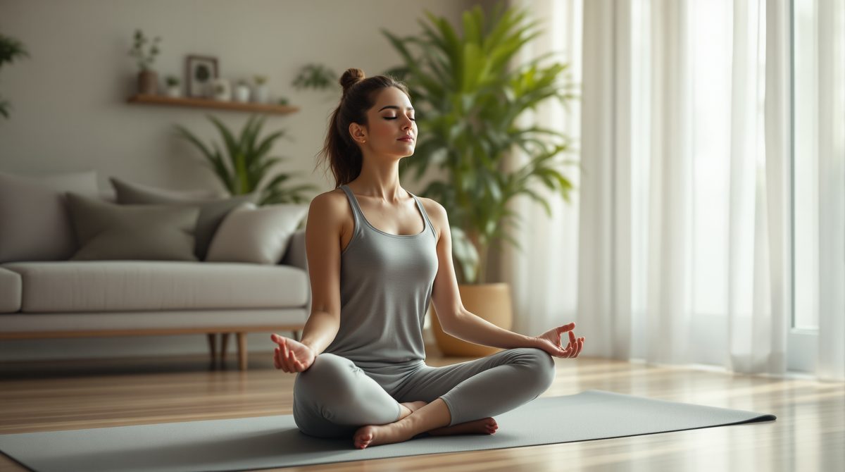 Entspannung und Achtsamkeit als Teil der alternativen Schmerztherapie – Meditation auf Yogamatte